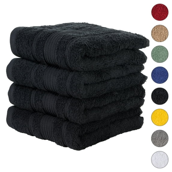 4-Piece Hand Towels Set | 100% Turkish Cotton, Spa & Hotel Towels Quality, Quick Dry Hand Towels for your Bathroom, Shower Towels (Black)