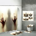 4 Piece Hands Digital Print Polyester Shower Curtain Paper Towel Holder