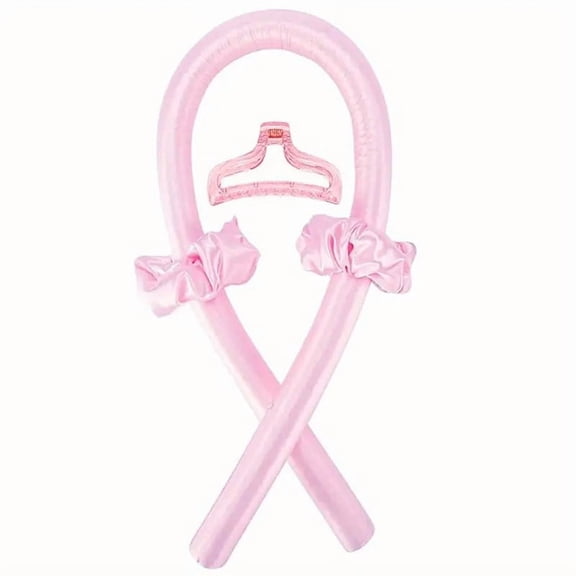 4-Piece Heatless Curling Rod Headband Set, Soft Overnight Hair Rollers, Pink