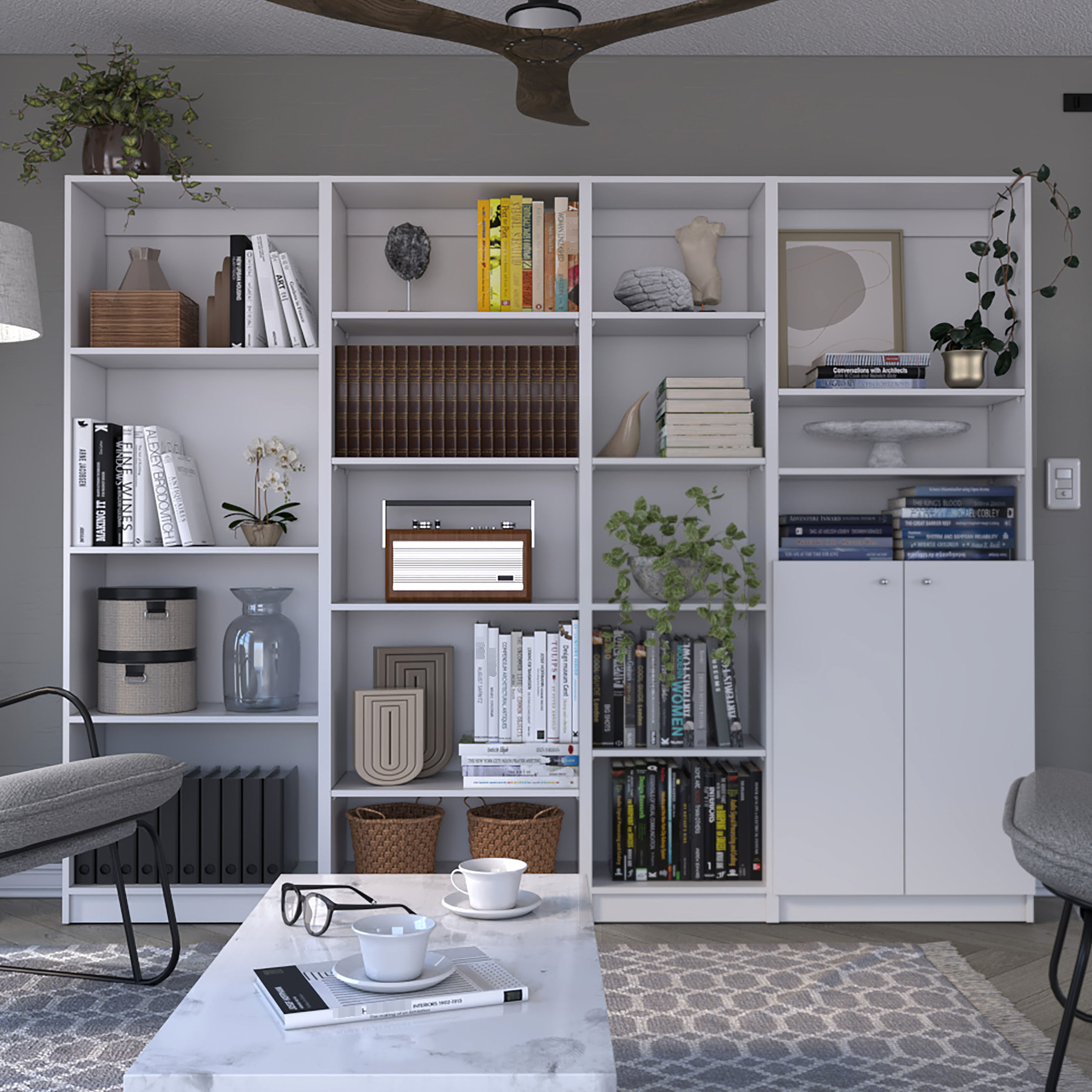 4-Piece Home Bookcase, Adaptive Design - Combine Pieces for More ...