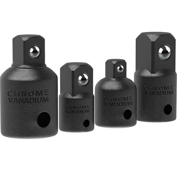 4-Piece Impact Socket Adapter Reducer Set | Chrome Vanadium Steel | 1/2"to 3/8", 3/8"to 1/4" & More | for Wrenches, Drills, Impact Drivers in Auto & Construction Work