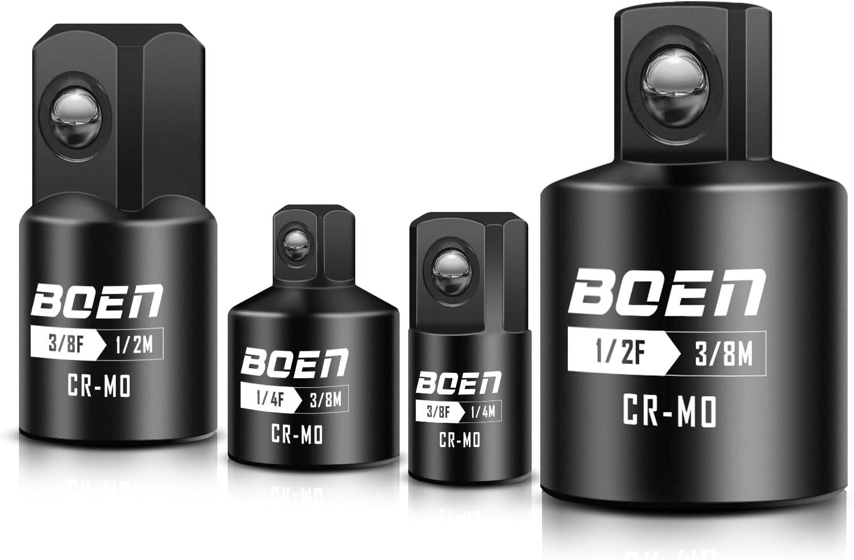 4 Piece Impact Socket Adapter Set and Reducer Set, 1/4", 3/8", 1/2 ...