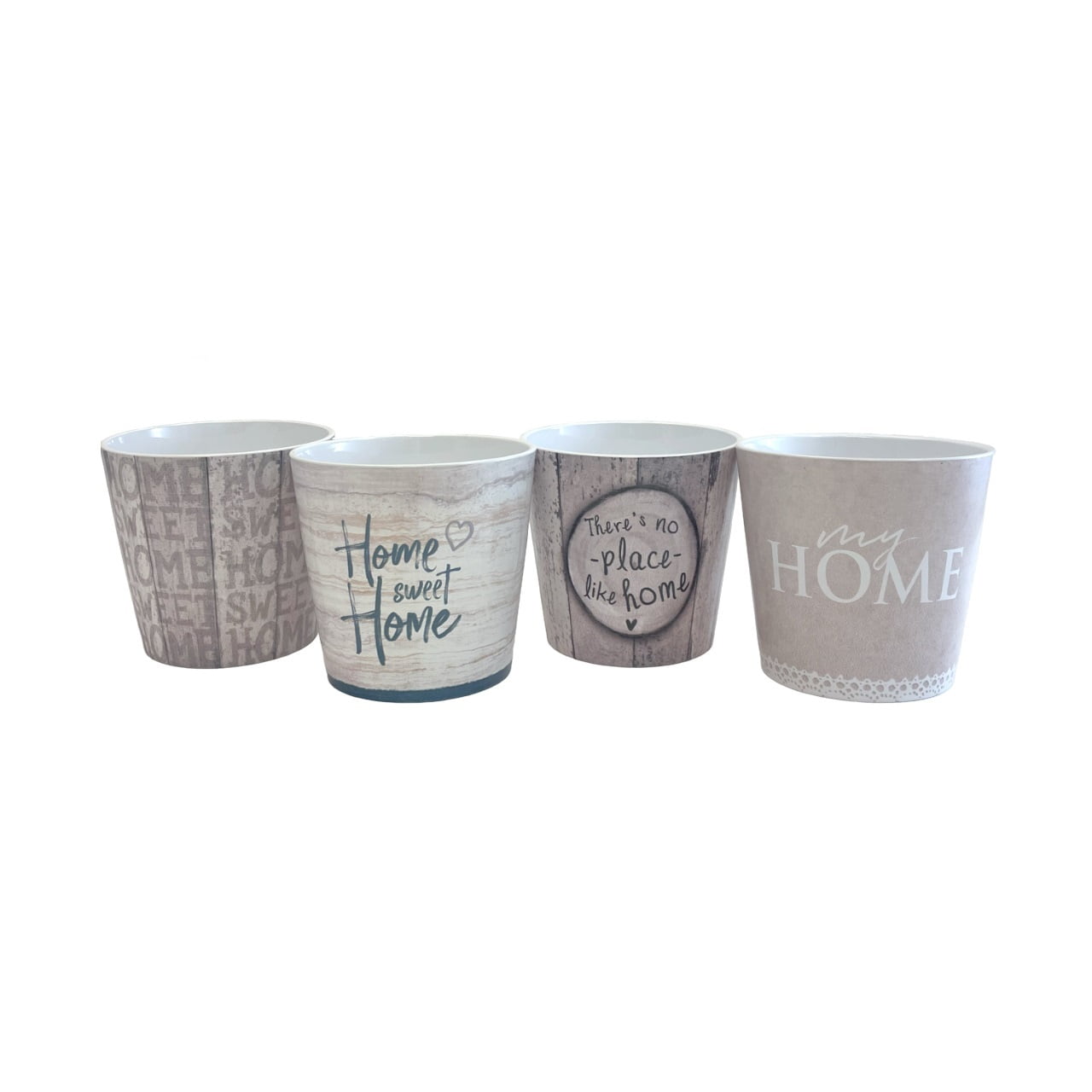 5.5" Beige and Gray Ceramic Indoor Plant Pot Set, 4 Designs