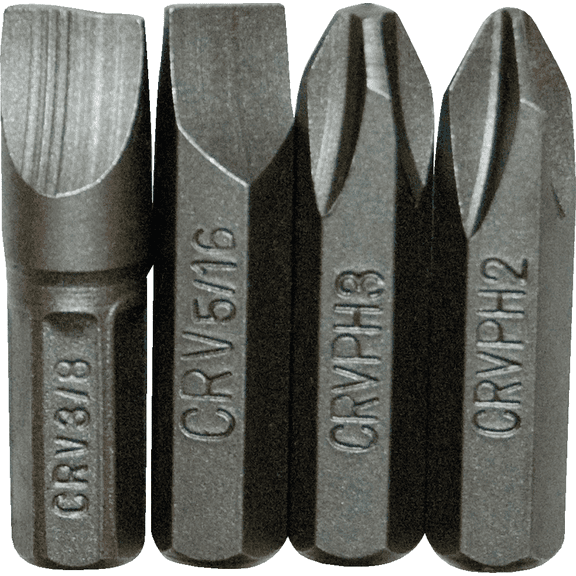 4-Piece Insert Impact Screwdriver Bit Set - Pack of 2 Heavy-Duty Construction, Professional Use