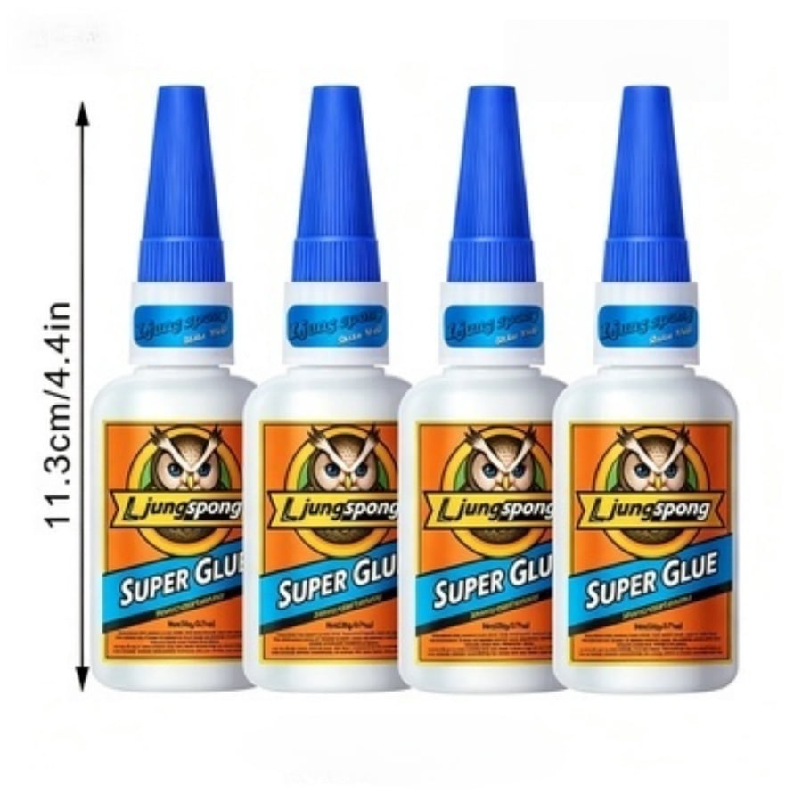 4 Piece Instant Bonding Clear Super Glue, Quick Dry Cyanoacrylate Adhesive for Plastic, Wood, Metal, Handmade Crafts and Daily Household Repair