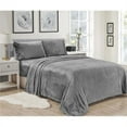 thumbnail image 1 of 4 Piece Kansas Microplush Bed Sheet Set, Light Gray - Twin Size, 1 of 1