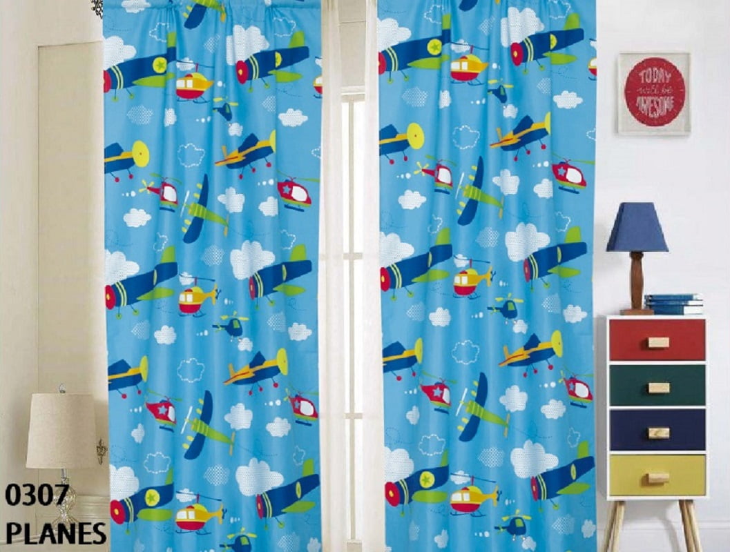 Paw Patrol Kids Curtains - 2 Panel Set With Tie Backs, 82x63 Inches, Blue Microfiber