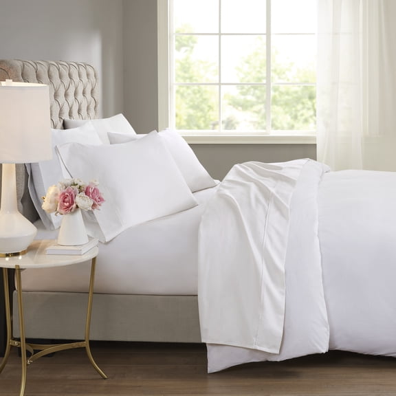 4-Piece King Cooling Cotton Blend Sheet Set, White