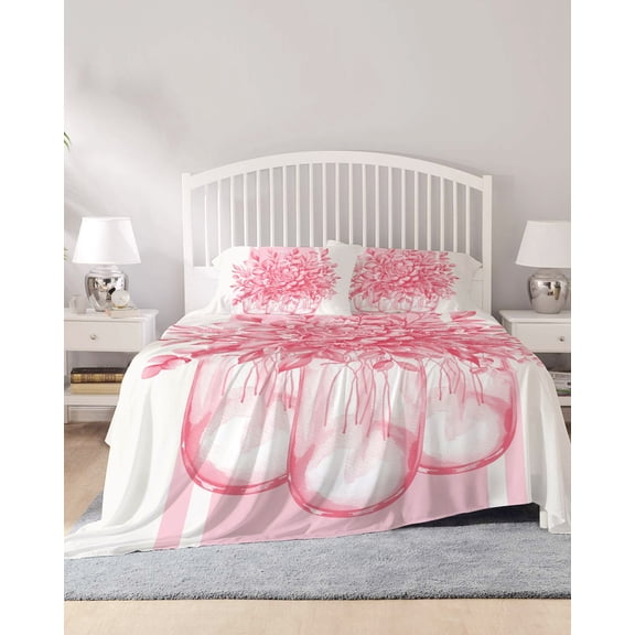4 Piece King Sheet Set Eucalyptus Pink Sheets Set for King Size Bed, Breathable Soft Microfiber Bed Sheets Cooling Vintage Bottle Succulents Flower Stripes Fitted Sheet Deep Pocket, Pillowcases