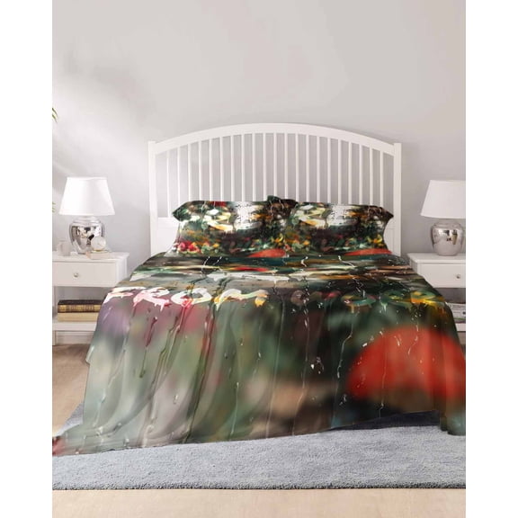 4 Piece King Sheet Set Funny Sheets Set for King Size Bed, Breathable Soft Microfiber Bed Sheets Cooling Modern Abstract Glass Chic Rains Fitted Sheet Deep Pocket, Pillowcases