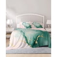 thumbnail image 1 of 4 Piece King Sheet Set Marble Green Sheets Set for King Size Bed, Breathable Soft Microfiber Bed Sheets Cooling Pink Gold Modern Foil Glitter Wavy Art Fitted Sheet Deep Pocket, Pillowcases, 1 of 7