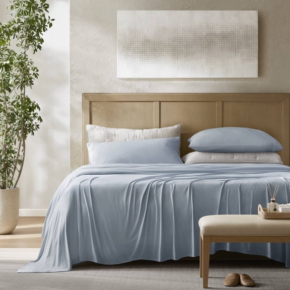 4-Piece King Stretch Jersey Sheet Set,Blue