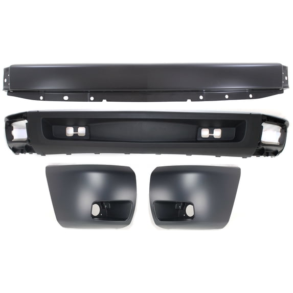 4-Piece Kit Front Bumper Primed For Models w/Fog Lights w/o Air Intake Holes includes Bumper Ends and Valance