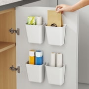 4 Piece Kitchen Cabinet Door Storage Box,Self Adhesive Wall Mounted Storage Box,Wardrobe/Bathroom/Refrigerator Small Items Organizer