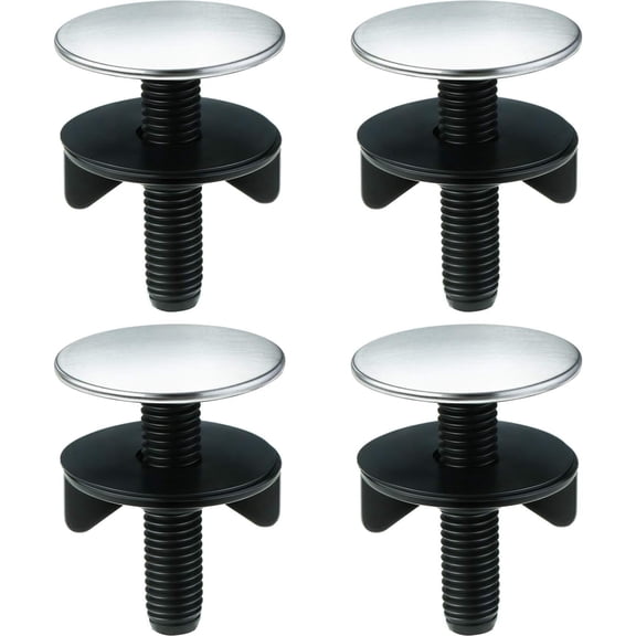 4-Piece Kitchen Sink Hole Cover Plugs, Stainless Steel Faucet Hole Cover Cap & Blanking Plate for Extra Tap Holes, Black Brushed Metal Sink Deck Plate (Universal Fit)