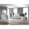 thumbnail image 1 of 4 Piece Lacquer Finish Wood Bedroom Set, California King Bed, Nightstand Dresser & Mirror, LED Lighting, White/Gray, 1 of 6