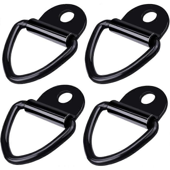 4 Piece Lashing Ring, Trailer D-Ring Mount, Heavy Duty Stainless Steel Lashing Hook, for Trailers Trucks Boat Rope Storage - Black