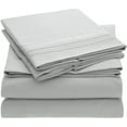 thumbnail image 1 of 4 Piece Light Grey Cal-King Solid Color 2000 Embroidery Luxury Bedding Extra Soft Cozy 12" Deep Pocket Sheet Set With Pillow Cases Wrinkle Fade Stain Resistant All Sizes Available, 1 of 5