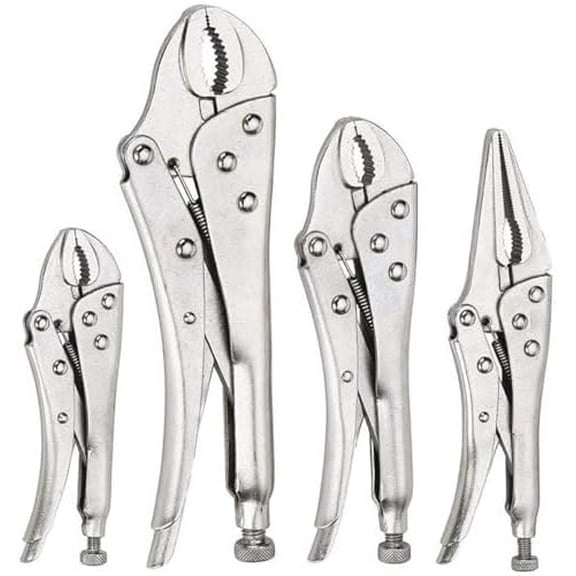 4-Piece Locking Pliers Set, Vice Grips Pliers Included 5", 7", 10" Curved Jaw and 6-1/2" Straight Jaw$$Tools & Hardware Other
