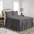 thumbnail image 1 of 4 Piece Long Ruffle Sheet Set, 20" Inch Long Ruffle On Corner Of The Flat Sheet, 15 Inch Deep Pocket, 100% Egyptian Cotton, 800 TC, Cal King Size, Solid Dark Grey, 1 of 9