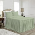 thumbnail image 1 of 4 Piece Long Ruffle Sheet Set, 20" Inch Long Ruffle On Corner Of The Flat Sheet, 8 Inch Deep Pocket, 100% Egyptian Cotton, 800 TC, Full Size, Solid Light Sage, 1 of 9