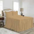 thumbnail image 1 of 4 Piece Long Ruffle Sheet Set, 25" Inch Long Ruffle On Corner Of The Flat Sheet, 10 Inch Deep Pocket, 100% Egyptian Cotton, 800 TC, Queen Size, Solid Taupe, 1 of 9