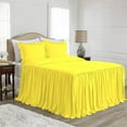 thumbnail image 1 of 4 Piece Long Ruffle Sheet Set, 25" Inch Long Ruffle On Corner Of The Flat Sheet, 15 Inch Deep Pocket, 100% Egyptian Cotton, 800 TC, Twin Size, Solid Yellow, 1 of 9