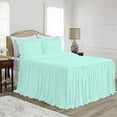 thumbnail image 1 of 4 Piece Long Ruffle Sheet Set, 30" Inch Long Ruffle On Corner Of The Flat Sheet, 10 Inch Deep Pocket, 100% Egyptian Cotton, 800 TC, Cal King Size, Solid Aqua Blue, 1 of 9