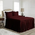 thumbnail image 1 of 4 Piece Long Ruffle Sheet Set, 30" Inch Long Ruffle On Corner Of The Flat Sheet, 10 Inch Deep Pocket, 100% Egyptian Cotton, 800 TC, Cal King Size, Solid Wine, 1 of 9