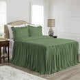thumbnail image 1 of 4 Piece Long Ruffle Sheet Set, 30" Inch Long Ruffle On Corner Of The Flat Sheet, 10 Inch Deep Pocket, 100% Egyptian Cotton, 800 TC, Olympic Queen Size, Solid Moss, 1 of 9