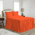 thumbnail image 1 of 4 Piece Long Ruffle Sheet Set, 30" Inch Long Ruffle On Corner Of The Flat Sheet, 21 Inch Deep Pocket, 100% Egyptian Cotton, 800 TC, Cal King Size, Solid Orange, 1 of 9