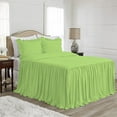 thumbnail image 1 of 4 Piece Long Ruffle Sheet Set, 30" Inch Long Ruffle On Corner Of The Flat Sheet, 21 Inch Deep Pocket, 100% Egyptian Cotton, 800 TC, Cal King Size, Solid Sage, 1 of 9