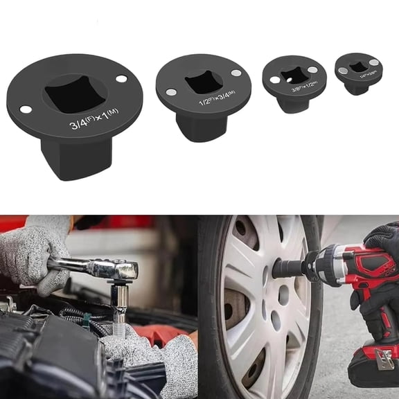 4-Piece Low Profile Impact Socket Adapter Set Magnetic Insert Cr-Moly Steel Rust-Resistant Drive Converter 1" to 1/4"