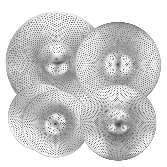 4 Piece Low Volume Quiet Cymbal Pack for Drum Set with 14 Inch Hi Hats 16 Inch Crash 18 Inch Crash 20 Inch Ride Cymbals Drumsticks and Bag Bright Copper Alloy