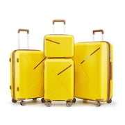 4 Piece Luggage Set, Expandable Lightweight Suitcase Set with 360  Double Spinner Wheels Integrated TSA Lock, Yellow 14/20/24/28
