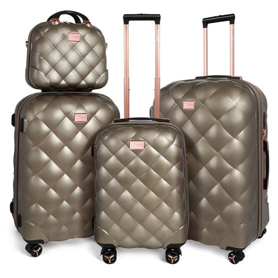 4-Piece Hardside Luggage Set, Lightweight Spinner Suitcases with TSA Lock, Expandable, Elephant/Skin, 14"/20"/25"/29", WD8810