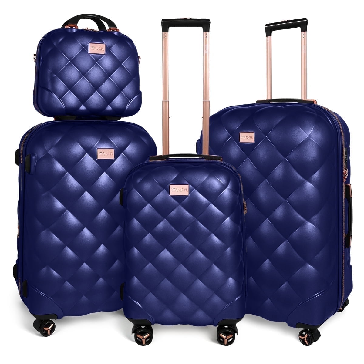 4-Piece Hardside Luggage Set, Lightweight Spinner Suitcases with TSA Lock, Expandable, Navy, 14"/20"/25"/29", WD8810