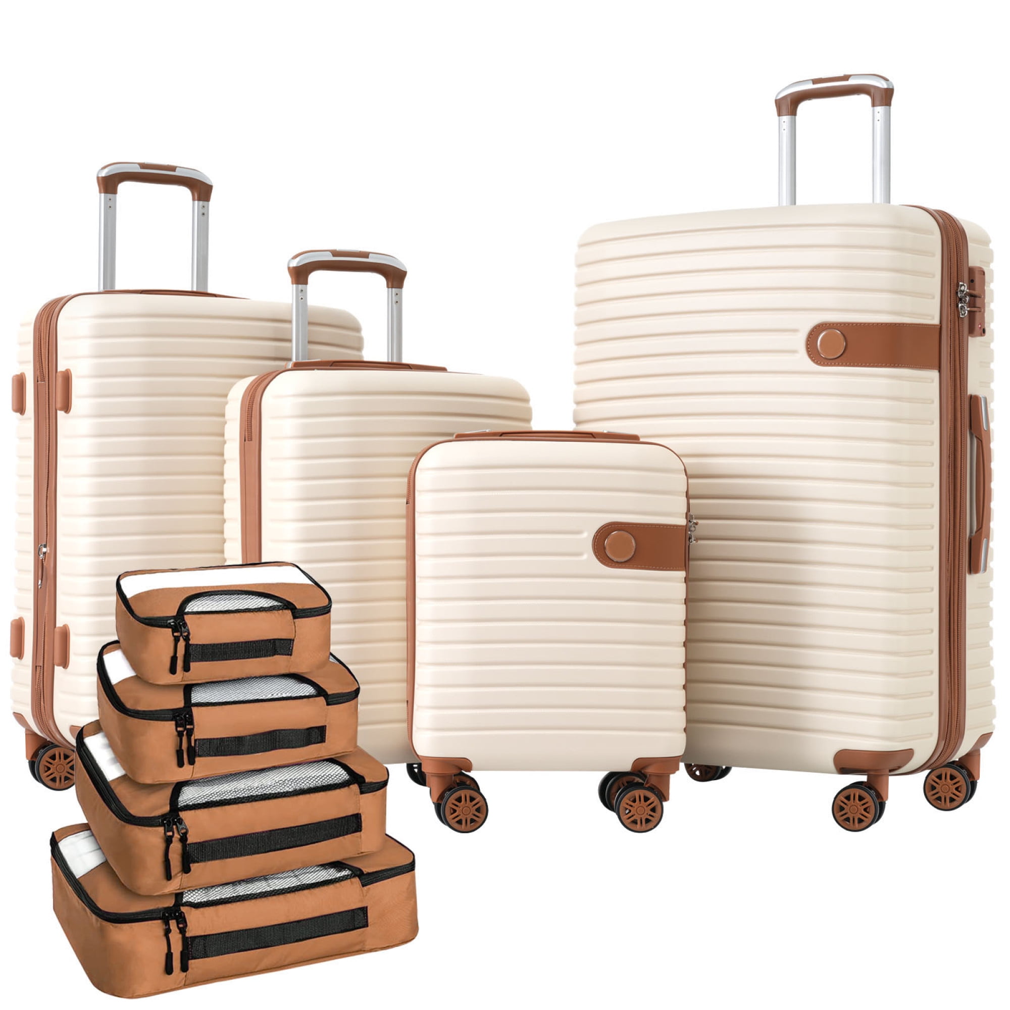 4 Piece Luggage Set with 4 Packing Cubes Hardside Suitcase with 360° Spinner Wheels Lightweight Travel Suitcase Set