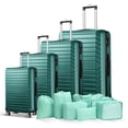 thumbnail image 1 of 4 Piece Luggage Sets Travel Suitcase Set,20/24/28/32 inch Luggage with 7PCS Organizer Bags, Green, 1 of 12