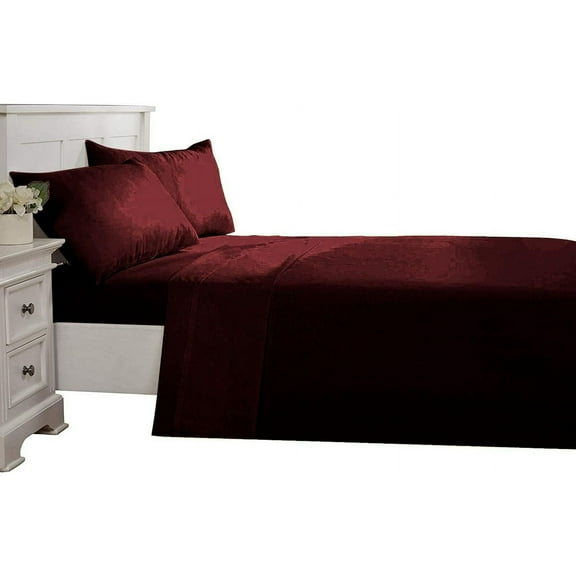 4 Piece Luxurious Sheet Set ultra Soft 100% Egyptian Cotton, 800 Thread Count 15 Inch Deep Pocket - (King - Size) Solid Wine Colour