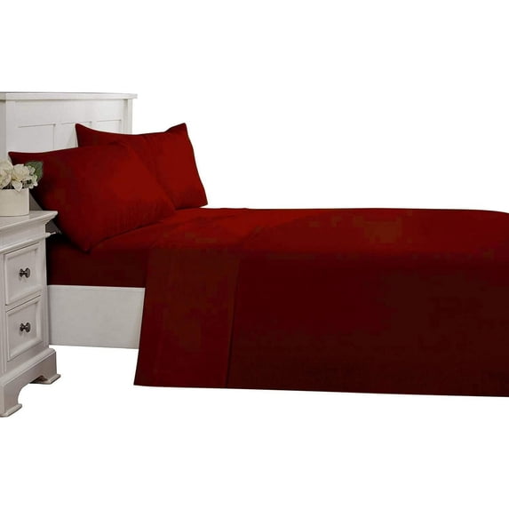 4 Piece Luxurious Sheet Set ultra Soft 100% Egyptian Cotton, 800 Thread Count 8 Inch Deep Pocket - (Olympic Queen - Size) Solid Burgundy Colour