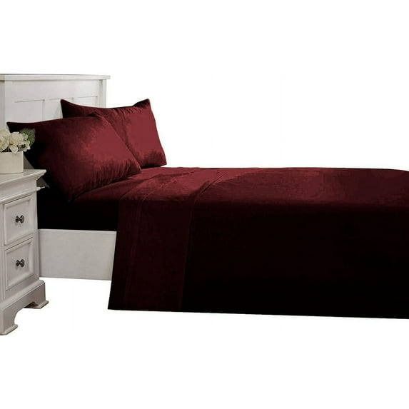 4 Piece Luxurious Sheet Set ultra Soft 100% Egyptian Cotton, 800 Thread Count 8 Inch Deep Pocket - (Twin - Size) Solid Wine Colour