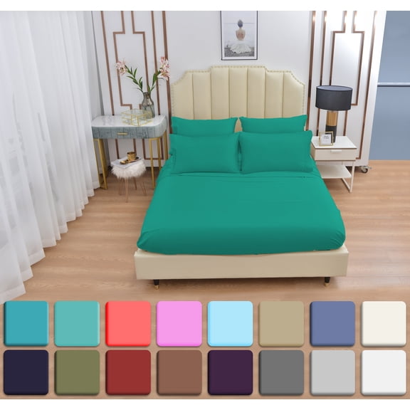 4 Piece Luxury Rayon Made From Bamboo Sheets Set- Twin XL Teal Sheets, Softer Than Cotton-Up To 16" Deep Pockets-Wrinkle Free-Extremely Soft Bamboo Derived Rayon Sheets- Twin XL,Teal