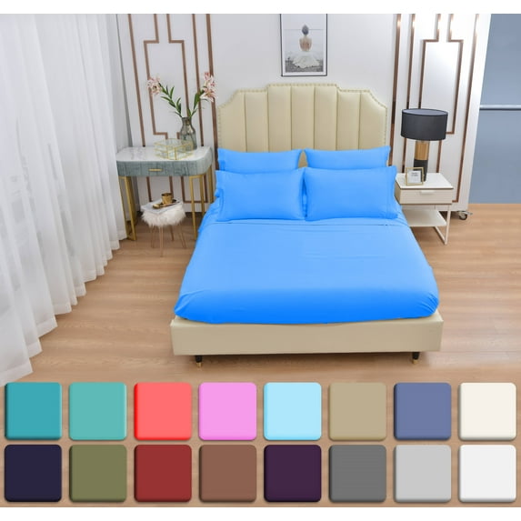 4 Piece Luxury Rayon Made From Bamboo Sheets Set- Twin Blue Sheets, Softer Than Cotton-Up To 16" Deep Pockets-Wrinkle Free-Extremely Soft Bamboo Derived Rayon Sheets- Twin,Blue