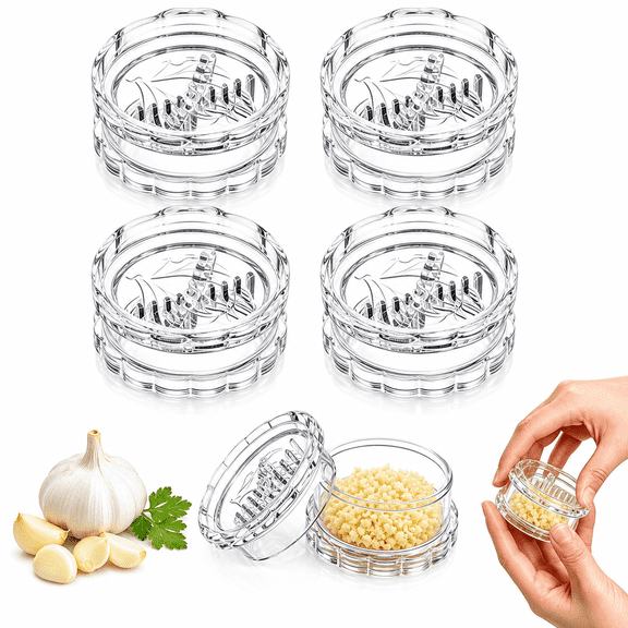 4-Piece Manual Garlic Press Set Manual Rotary Garlic Chopper, Suitable for Garlic, Ginger, Herbs, and Small Ingredients  A Compact Kitchen Tool for Food Preparation