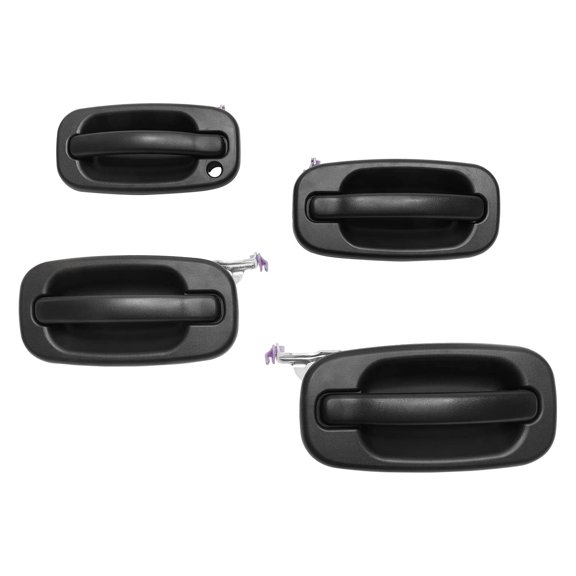 4 Piece Matte Black Exterior Door Handle Replacement for Front Rear Positions, OEM Reference Set with Front Left Keyhole and 5.9 Inch Size Reference