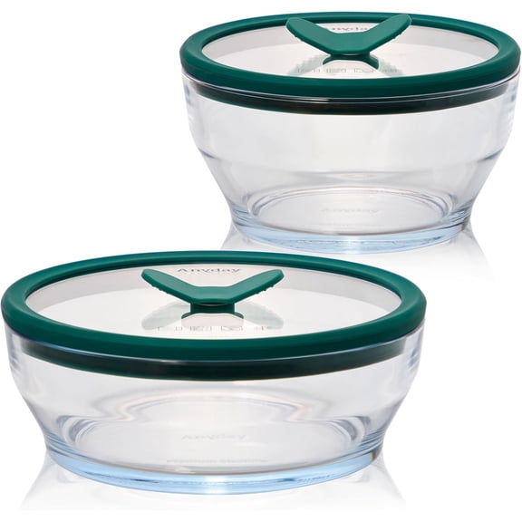 4-Piece Medium Clear Glass Food Storage Containers with Vented Glass Lids