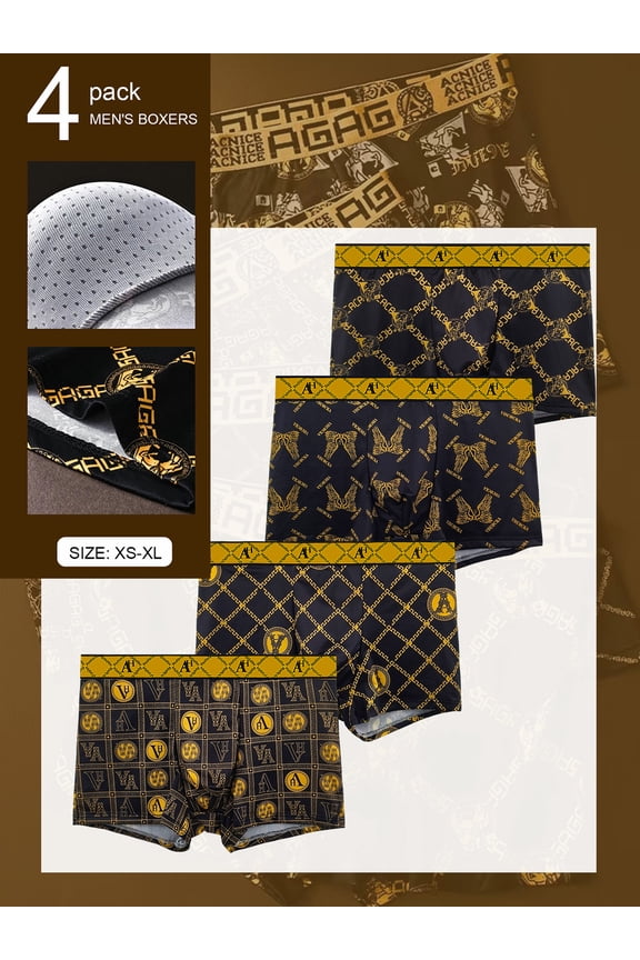 4-Piece Men's Boxers Set | Luxury Retro Prints Super Eye-Catching, Breathable Hole Design Lets Skin Breathe Freely