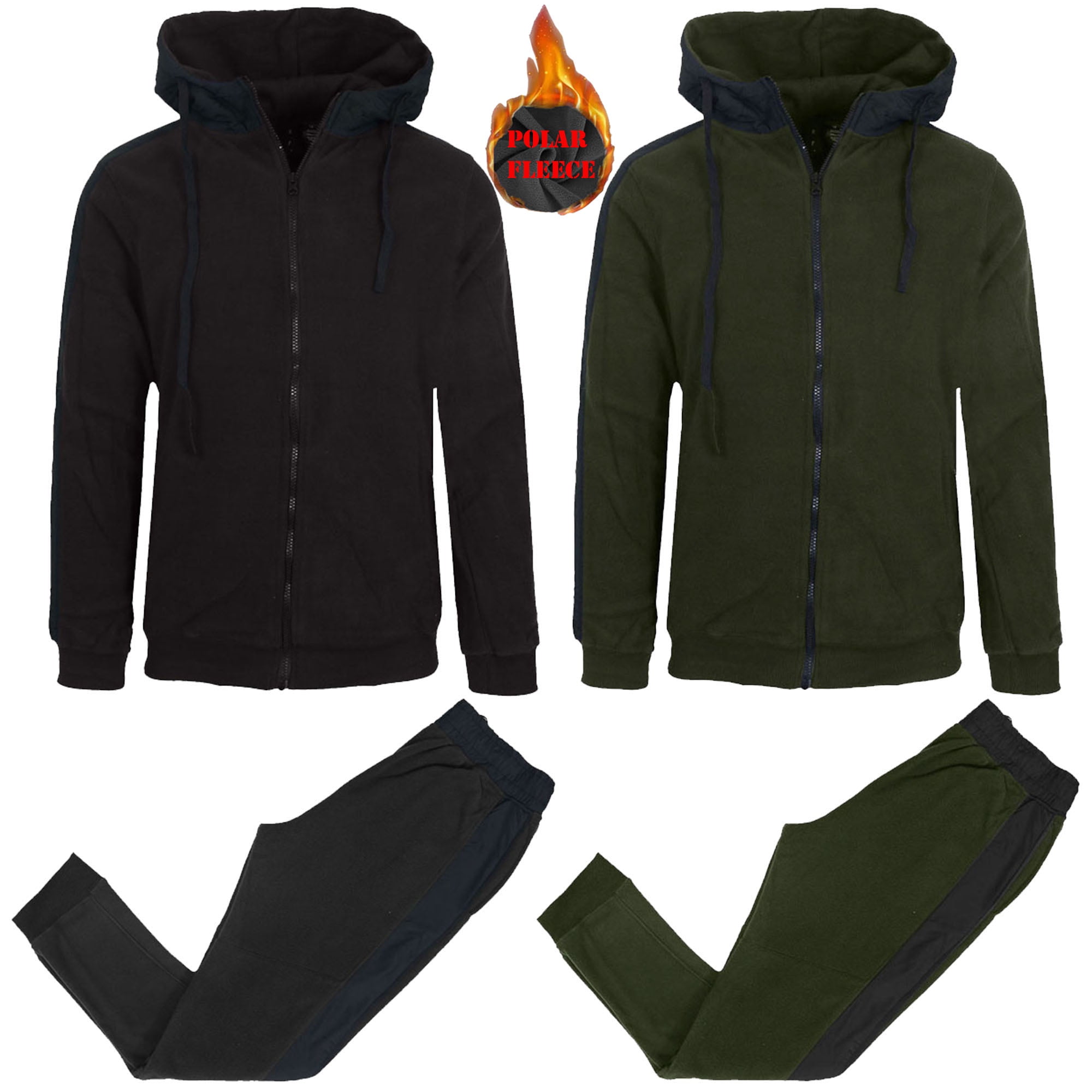 4-Piece Men's Polar Fleece Hoodie & Jogger Set (Sizes, S - 4XL)
