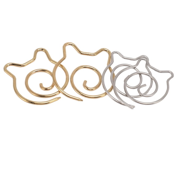 4-Piece Metal Spiral Cable Knitting Needles with Cat Ear Design - Gold & Silver Shawl Pins for Scarves
